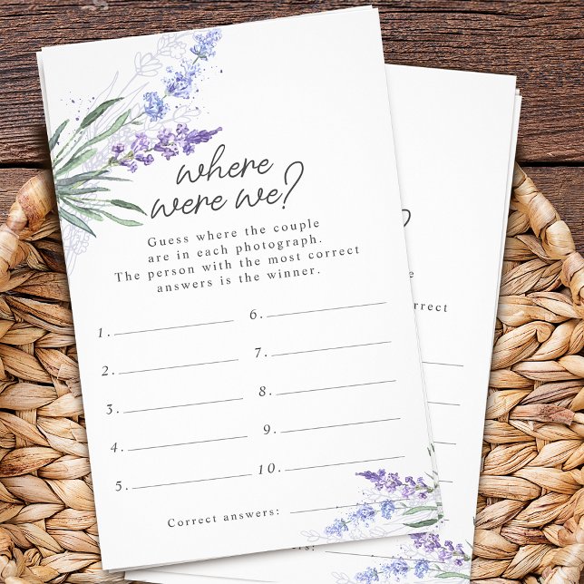 Lavender Where Were We Bridal Shower Game Flyer (Lavender Where Were We Bridal Shower Game Flyer)