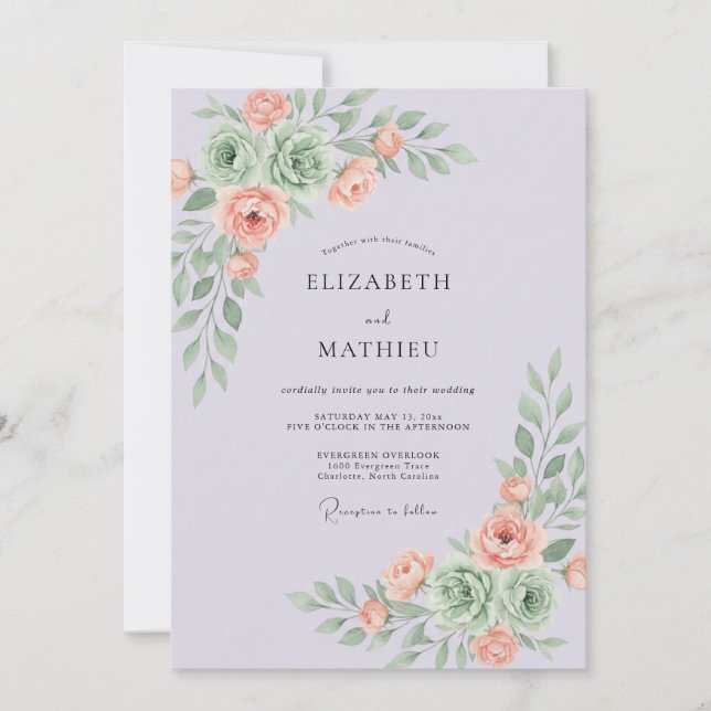 Lavender Whimsical Succulent Wedding Invitation (Front)