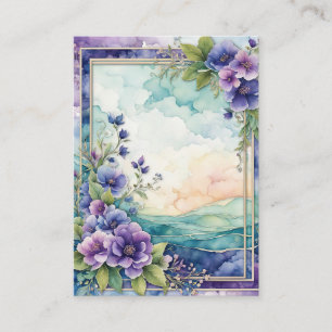 Lavender Whimsy Artistic Floral Border Business Card