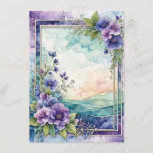 Lavender Whimsy Artistic Floral Border Card