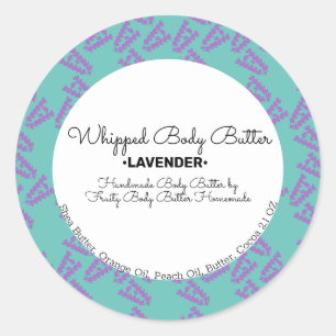 Lavender Whip Body Butter Bath Branding Packaging Classic Round Sticker