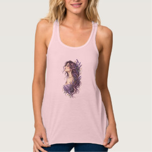 Lavender Whisper Botanical Muse Elegant Floral Tan Singlet