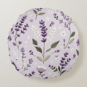 Lavender Whispers – 16" Round Botanical Throw Pill Cushion