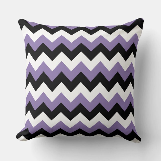 Lavender White Black Zigzag Cushion (Front)