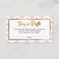 Lavender & White Chevron Diaper Raffle Cards