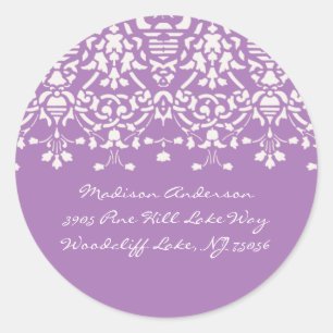 Lavender & White Damask Address Label