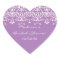 Lavender & White Damask Bride Shower Heart Sticker