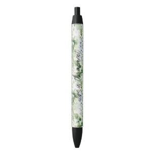 Lavender White Delphinium Flowers Black Ink Pen