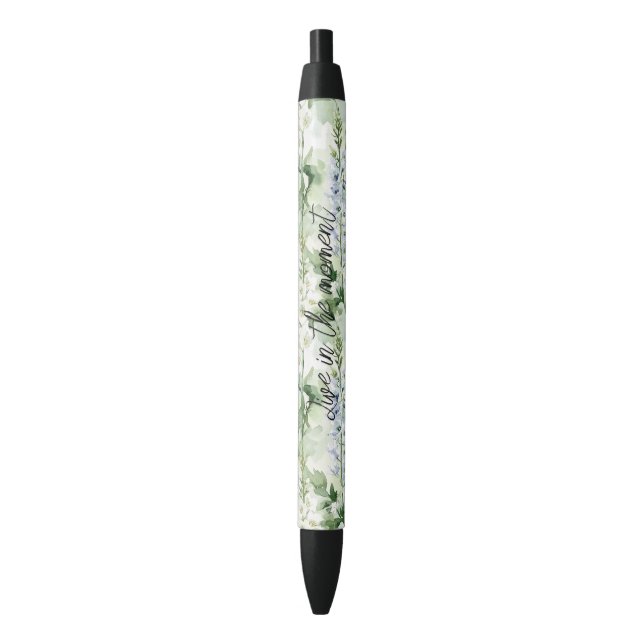 Lavender White Delphinium Flowers   Black Ink Pen (Front Vertical)