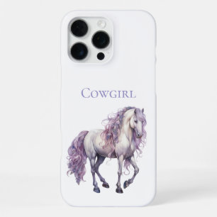 Lavender White Floral Horse Cowgirl iPhone 16 Pro Max Case