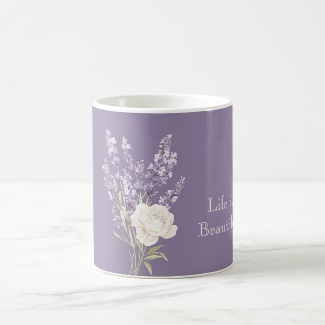 Lavender White Flowers Coffee Mug (Center)