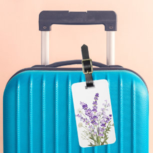 Lavender white flowers luggage tag