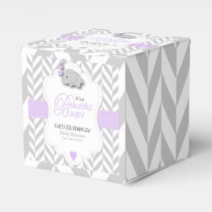Lavender, White Grey Elephant Baby Shower Favour Box