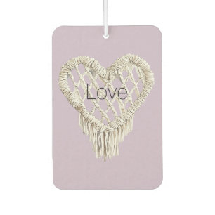 Lavender White Heart Fringe Car Air Freshener