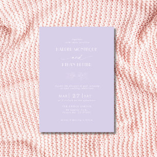 Lavender & White Holly Tree Leaves Clean Wedding Invitation