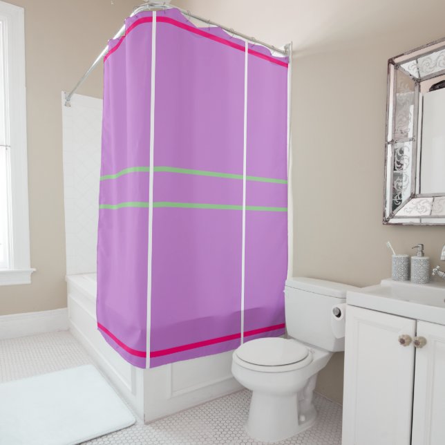Lavender White Pink Green Geometric  Shower Curtain (In Situ)