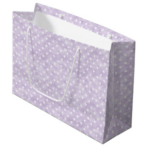 Lavender White Polka Dots Birthday Large Gift Bag