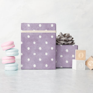Lavender White Polka Dots Birthday Wrapping Paper