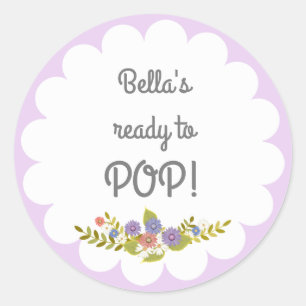 Lavender White Ready to POP Baby Shower Sticker