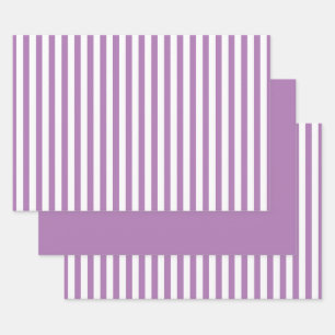 Lavender White Simple Stripes Pattern Geometric Wrapping Paper Sheet