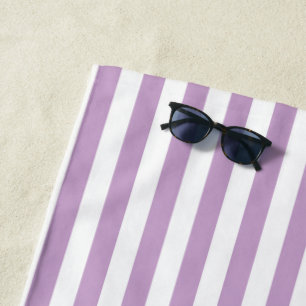 Lavender  & White Stripes Beach Towel