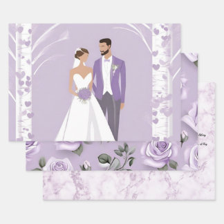 Lavender & white wedding wrapping paper