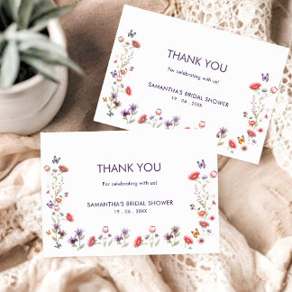 Lavender Wildflower a New Chapter Bridal Shower Thank You Card