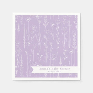 Lavender Wildflower Baby Shower Floral Pattern Napkin