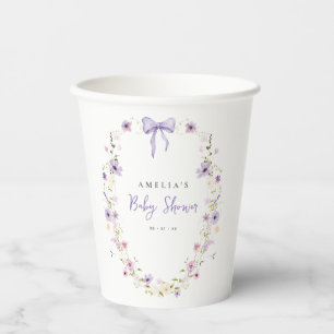 Lavender Wildflower Baby Shower Paper Party Cups