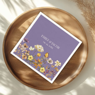 Lavender Wildflower  Boho Wedding Napkins