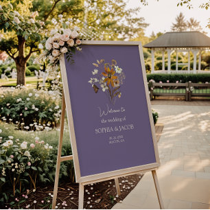 Lavender  Wildflower Boho Wedding Welcome  Poster