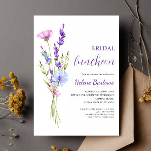 Lavender Wildflower Elegant Floral Bridal Luncheon Invitation