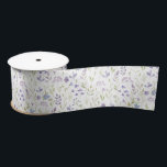 Lavender Wildflower Floral Pattern Ribbon Satin Ribbon<br><div class="desc">Bring a soft, romantic touch to your gifts and crafts with this lavender wildflower satin ribbon, featuring delicate botanical sprigs in gentle purple and green tones set against a clean white background. The smooth satin finish adds a subtle sheen, giving bows and trims an elegant, polished look. Perfect for weddings,...</div>