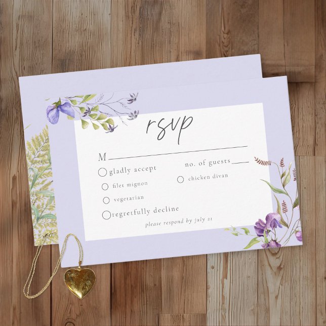 Lavender Wildflower Garden Romantic Wedding RSVP Card (Creator Uploaded)