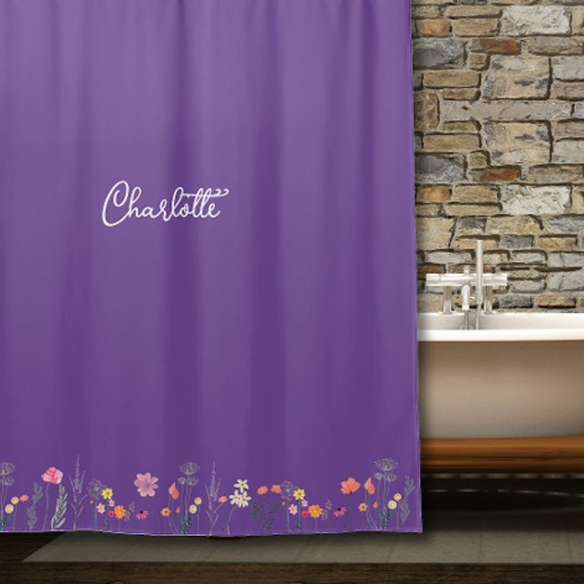 Lavender Wildflower greenery watercolor   Shower Curtain (Creator Uploaded)
