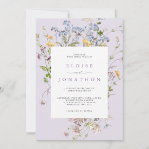 Lavender Wildflower Meadow Garden QR Code Wedding Invitation