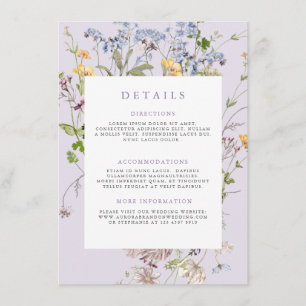 Lavender wildflower meadow garden Wedding Details Enclosure Card