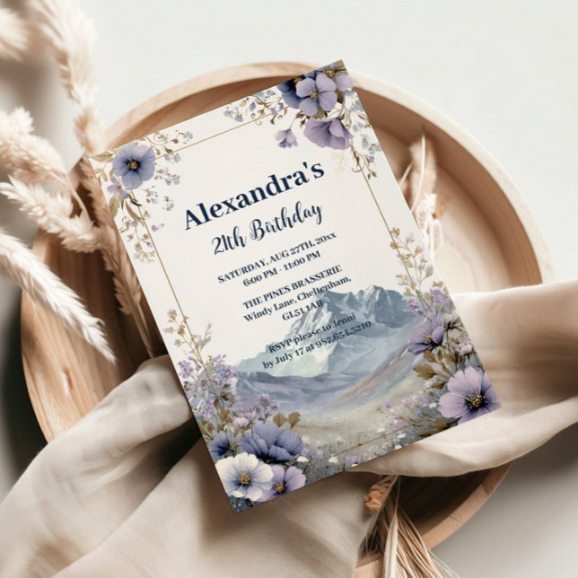 Lavender Wildflower Mountain Birthday Invitation (Creator Uploaded)