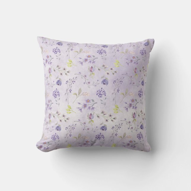 Lavender Wildflower Pattern Cushion (Front)