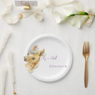 Lavender Wildflower Pony It's a Girl Baby Shower Paper Plate