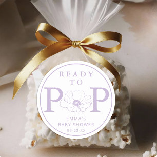 Lavender Wildflower Ready to Pop Baby Shower  Classic Round Sticker