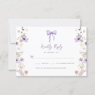 Lavender Wildflower RSVP Baby Shower Reply Card