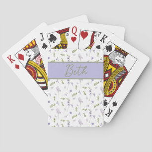  Lavender Wildflower Watercolor Floral Monogram  Playing Cards