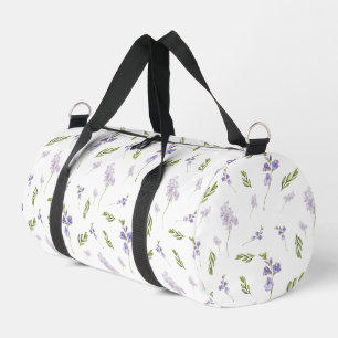 Lavender Wildflower Watercolor Floral Pattern Duffle Bag