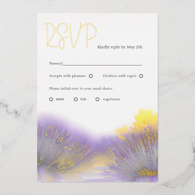 Lavender wildflower Watercolor RSVP (Front)