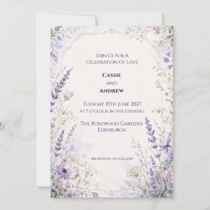 Lavender Wildflower Watercolor Wedding Invitation