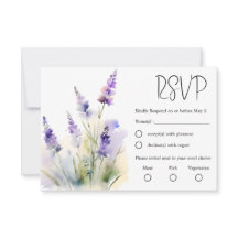 Lavender wildflower Watercolor Wedding RSVP Card