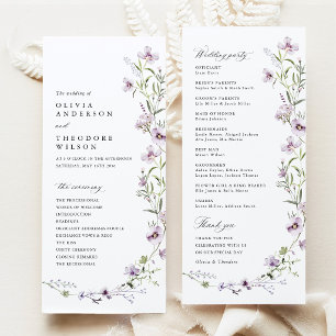 Lavender Wildflower Wedding Ceremony Programme