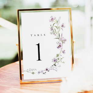 Lavender Wildflower Wedding Table Numbers