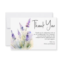 Lavender wildflower Wedding Thank you Card